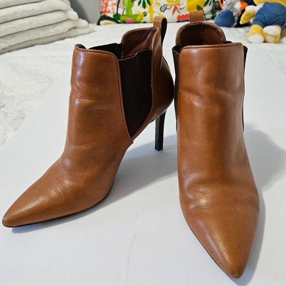 Ralph Lauren Leather Ankle Boots Camel Brown SZ 6.5 - Picture 6 of 14